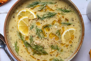 Greek Avgolemono Soup with Chicken, Lemon and Orzo