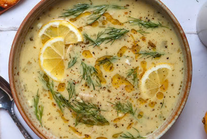 Greek Avgolemono Soup with Chicken, Lemon and Orzo