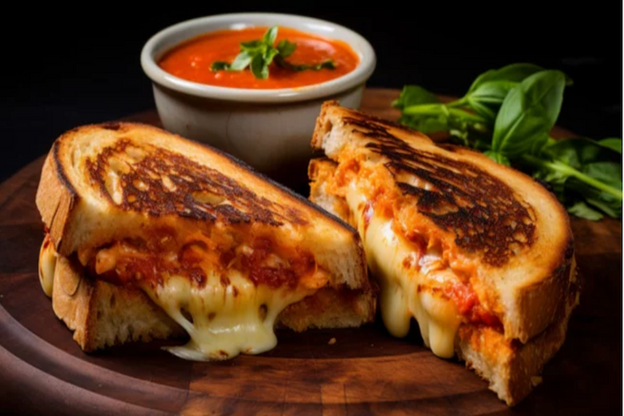 Roasted Tomato Soup & Grilled Cheese with Carmelized Onion