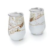 DOUBLE WALL MARBLE WINE TUMBLER S/2